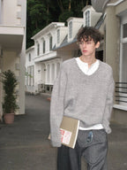 Oversized V-Neck Knit Sweater