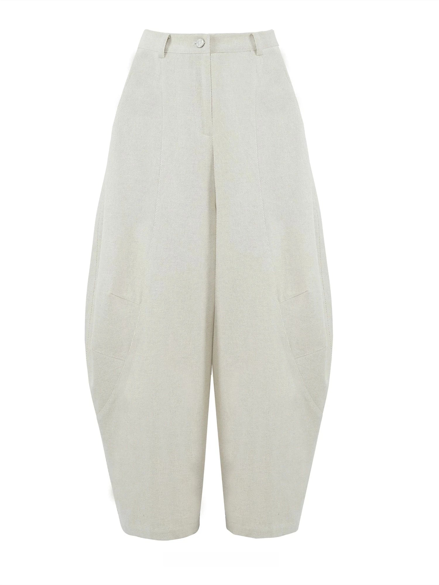Sculptural High-Waisted Wide-Leg Trousers