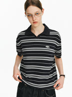 Striped Knit Polo Shirt