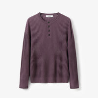 Ribbed Knit Henley Sweater