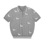 Dachshund Motif Knit Polo Shirt