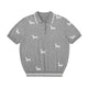 Dachshund Motif Knit Polo Shirt