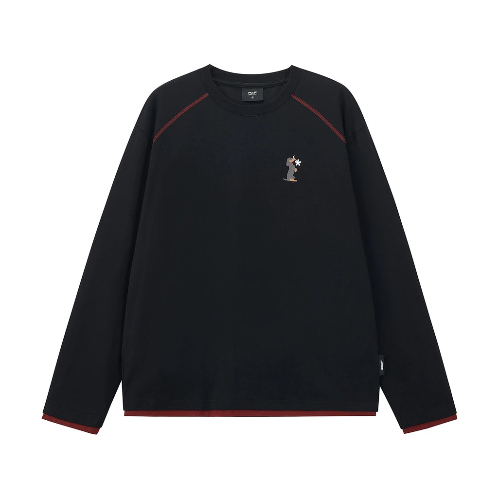 Graphic Print Long-Sleeve Crewneck