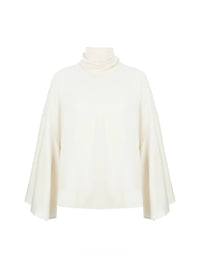 Silk Satin Tie-Neck Bell-Sleeve Blouse