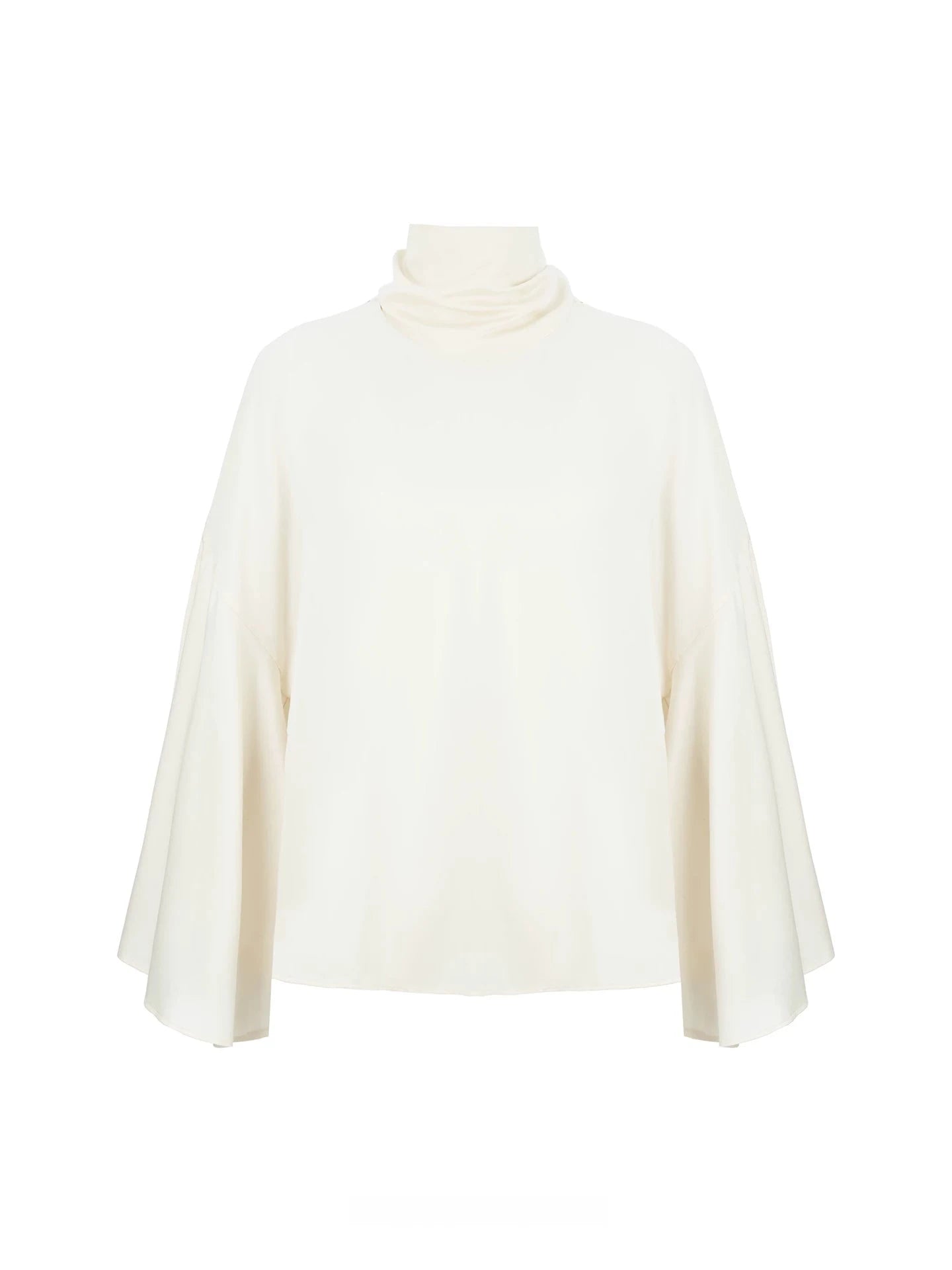 Silk Satin Tie-Neck Bell-Sleeve Blouse
