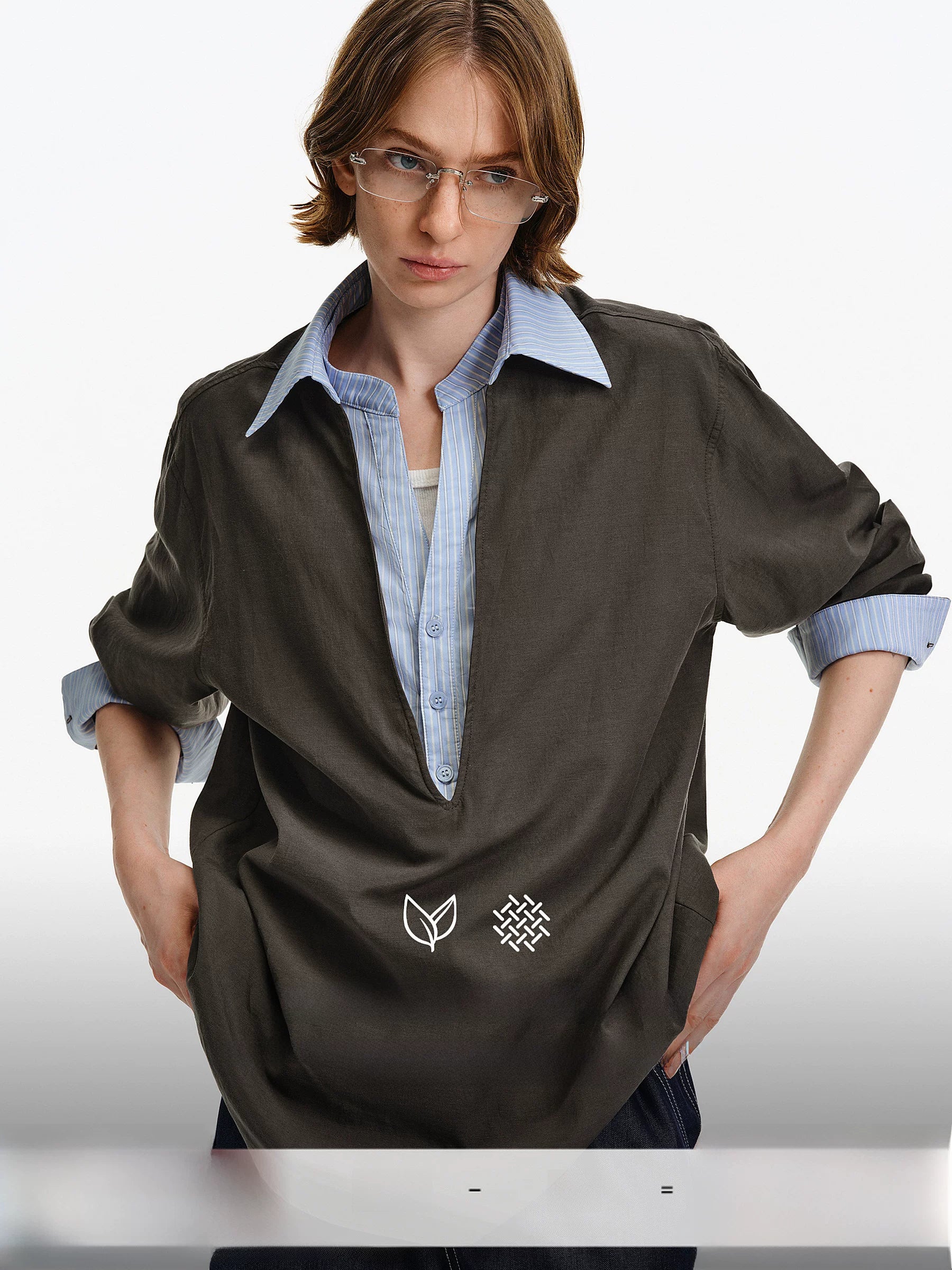Layered Patchwork Oversized Shirt