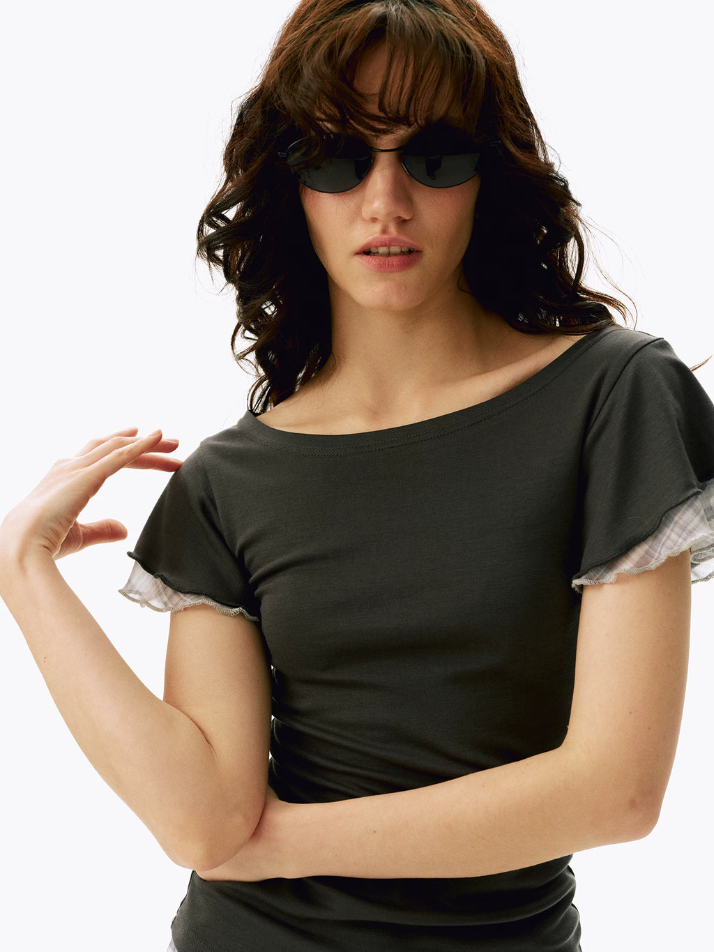Flutter Sleeve Lyocell Slim T-Shirt