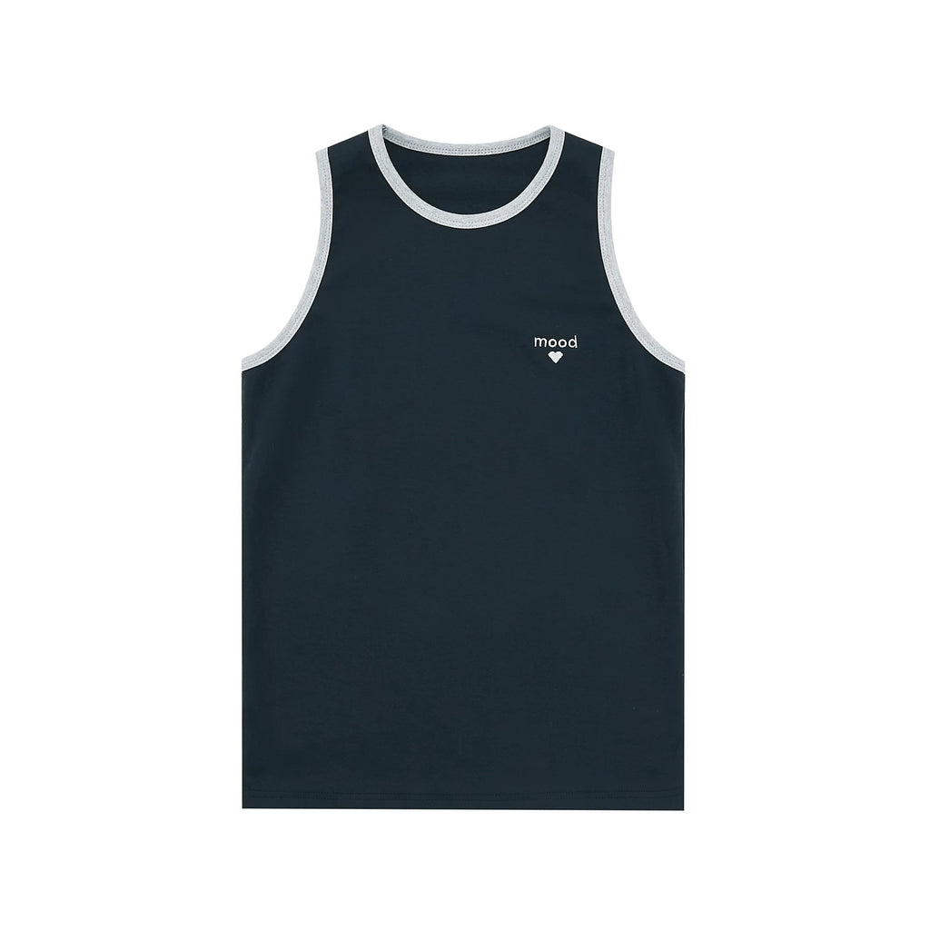 Contrast Trim Embroidered Tank Top