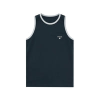 Contrast Trim Embroidered Tank Top