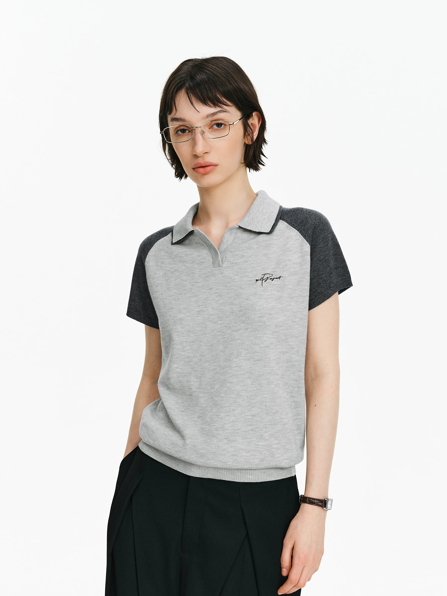 Raglan Knit Polo Shirt