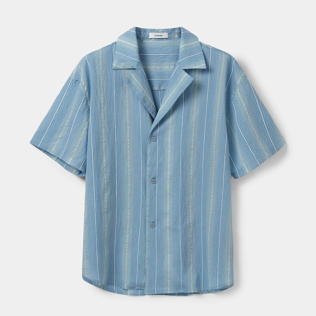 Striped Tencel Camp Collar Shirt