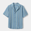 Striped Tencel Camp Collar Shirt