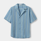 Striped Tencel Camp Collar Shirt