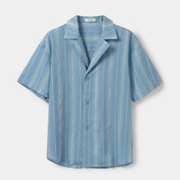 Striped Tencel Camp Collar Shirt