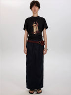 Graphic Print Back Cut-Out T-Shirt