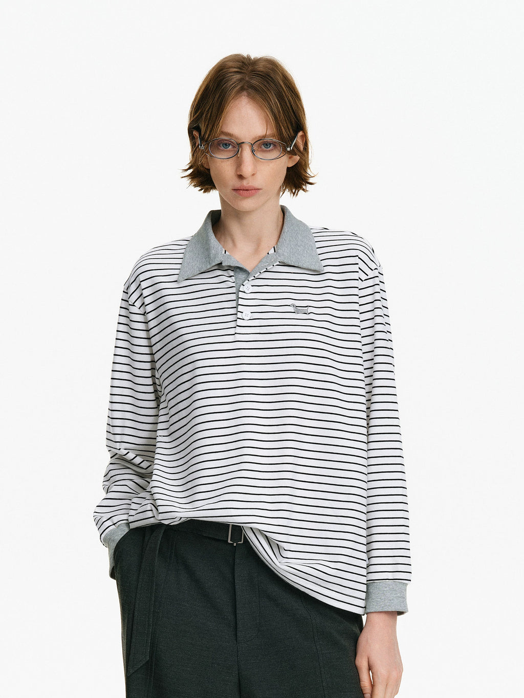 Striped Long Sleeve Polo Shirt