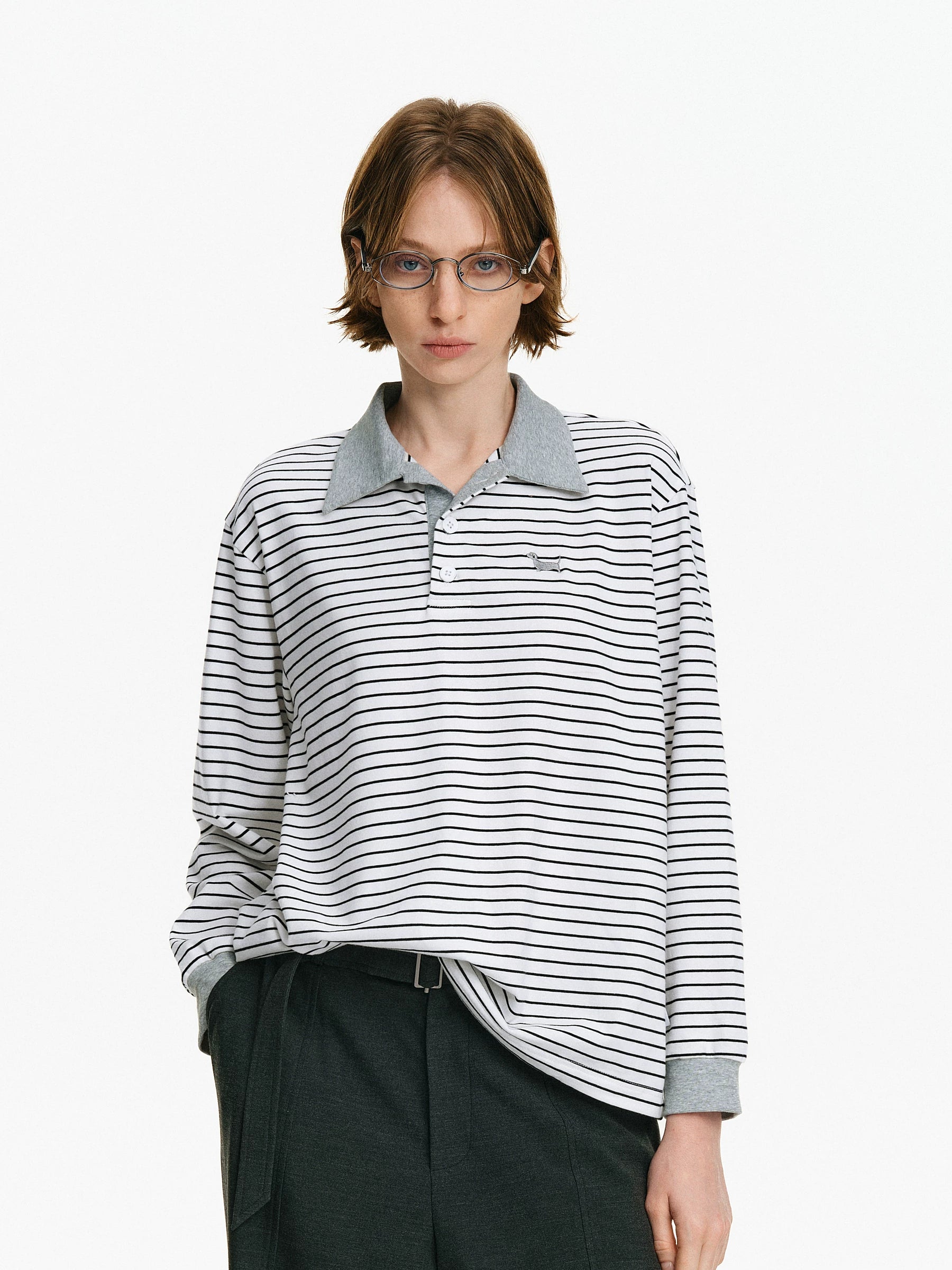 Striped Long Sleeve Polo Shirt