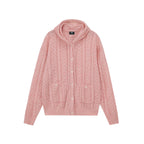Hollow-Knit Hooded Cardigan
