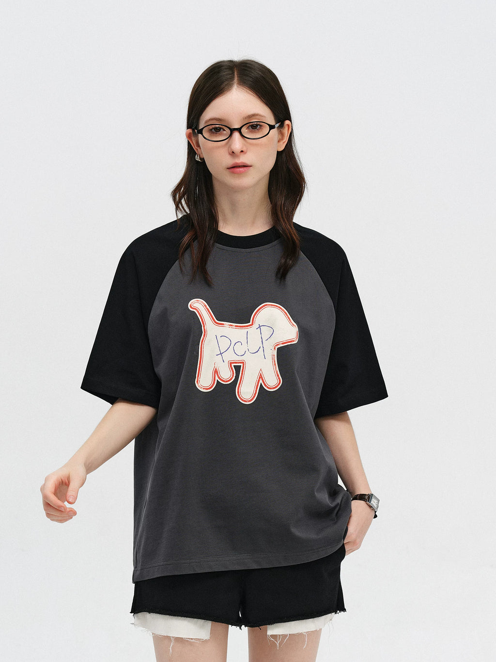 Graphic Dog Print Raglan T-Shirt