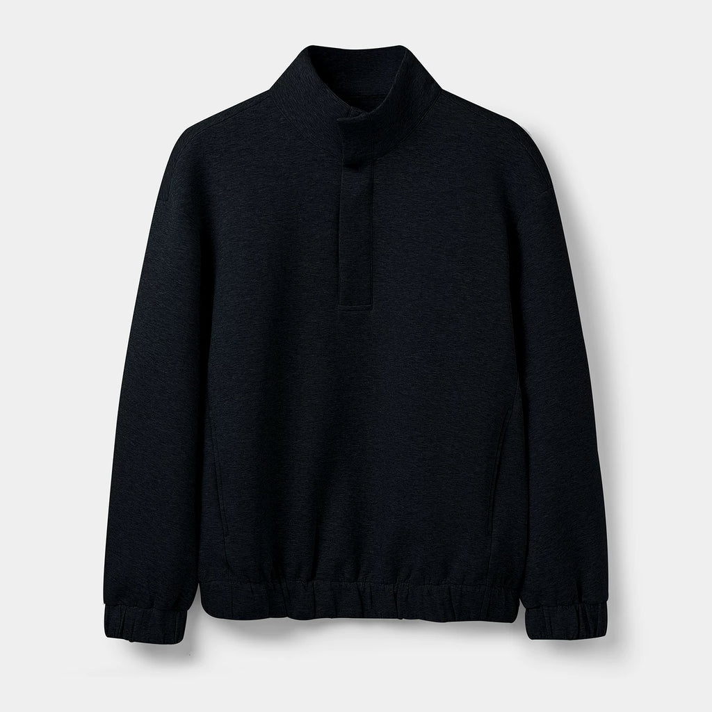 Magnetic Button Mock Neck Sweatshirt