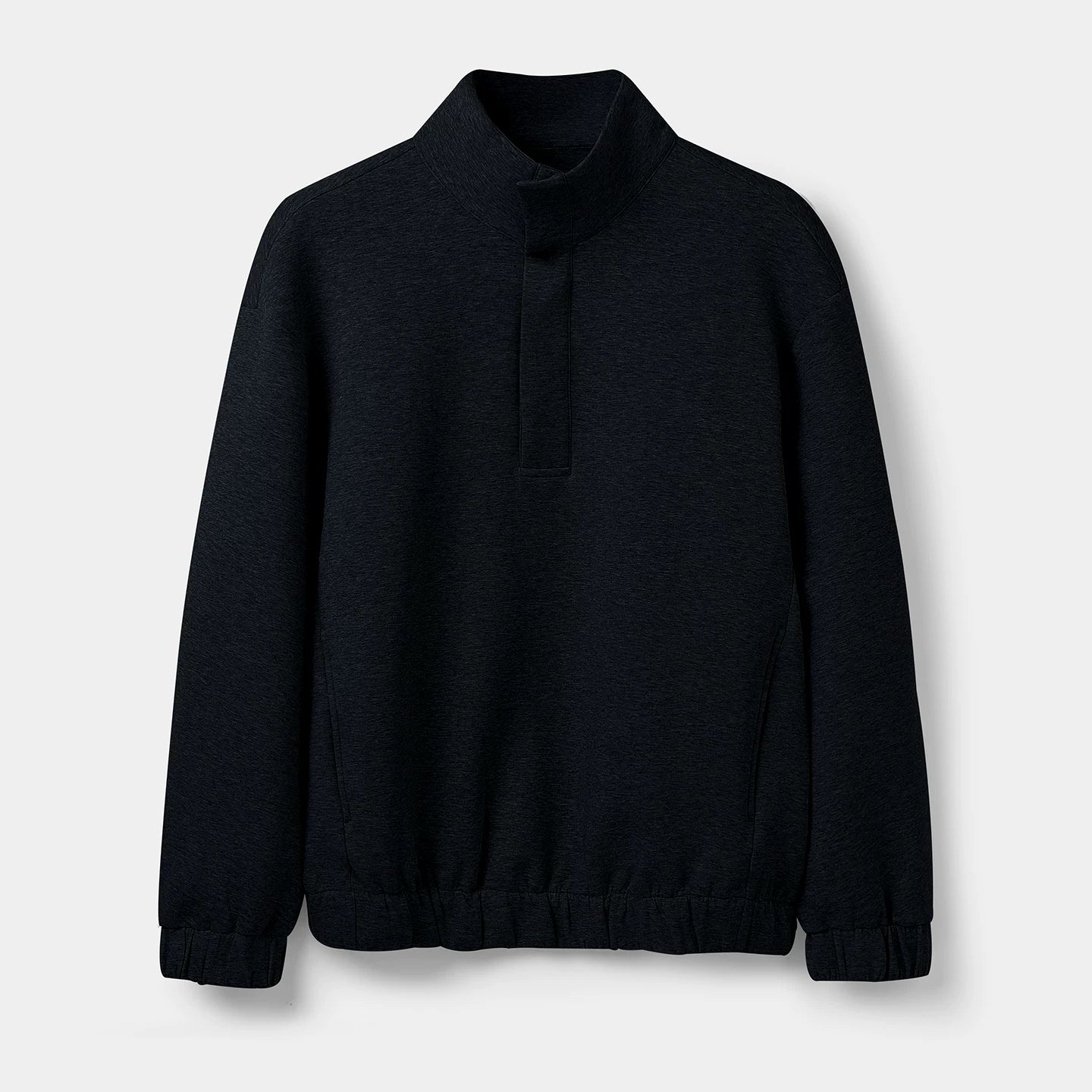 Magnetic Button Mock Neck Sweatshirt