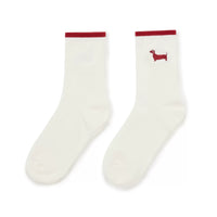 Embroidered Dachshund Cotton Crew Socks