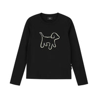 Pearl Embellished Puppy Long Sleeve T-Shirt