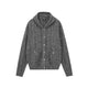 Hollow-Knit Hooded Cardigan
