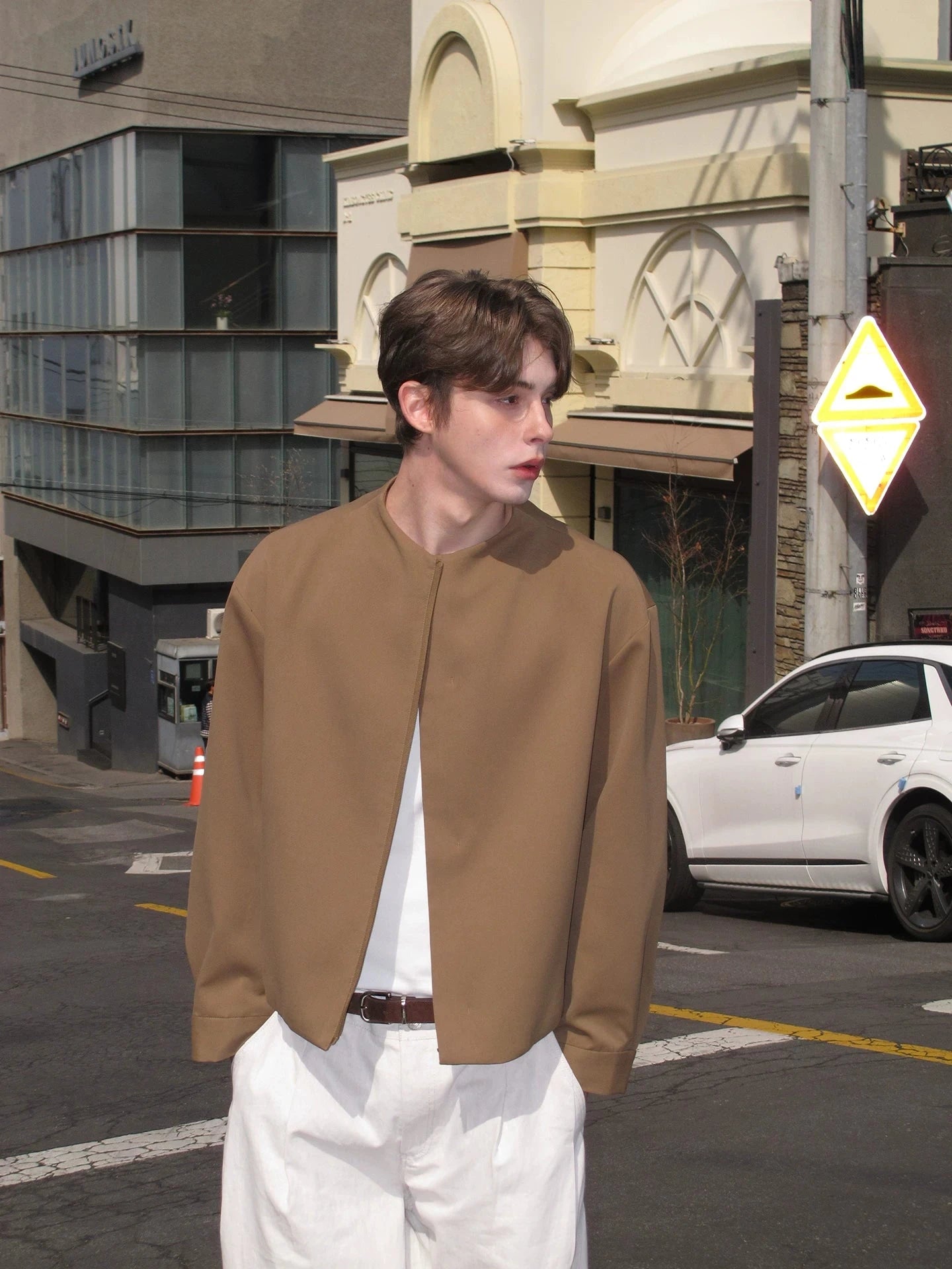 Minimalist Stand Collar Zip Jacket